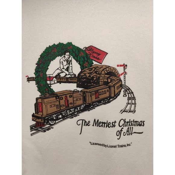 Vintage Lionel Trains Christmas Pullover Sweatshirt 80s Jerzees Mens XL USA Made - Picture 1 of 11